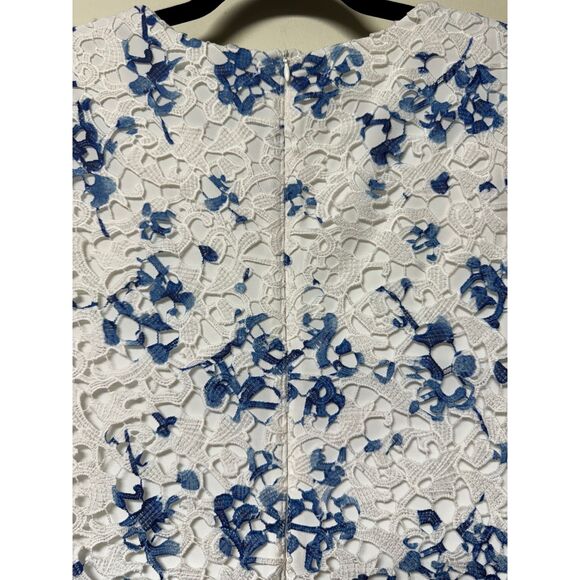 LAUREN RALPH LAUREN White/Blue Mulberry Floral Lace Sheath Midi Dress, Sz 10 - Picture 7 of 13